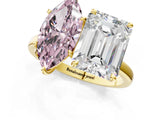 Yellow gold Fancy Pink Marquise  and Emerald Cut Toi Moi Ring with Prong Setting_47