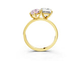 Yellow gold Fancy Pink Marquise  and Emerald Cut Toi Moi Ring with Prong Setting_49