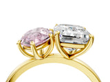 Yellow gold Fancy Pink Marquise  and Emerald Cut Toi Moi Ring with Prong Setting_50