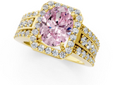 Yellow gold Fancy Pink Oval -Cut Halo Diamond Ring with Split Shank and Four-Prong Setting_72