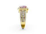 Yellow gold Fancy Pink Oval -Cut Halo Diamond Ring with Split Shank and Four-Prong Setting_73