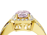 Yellow gold Fancy Pink Oval -Cut Halo Diamond Ring with Split Shank and Four-Prong Setting_75