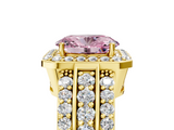 Yellow gold Fancy Pink Oval -Cut Halo Diamond Ring with Split Shank and Four-Prong Setting_76