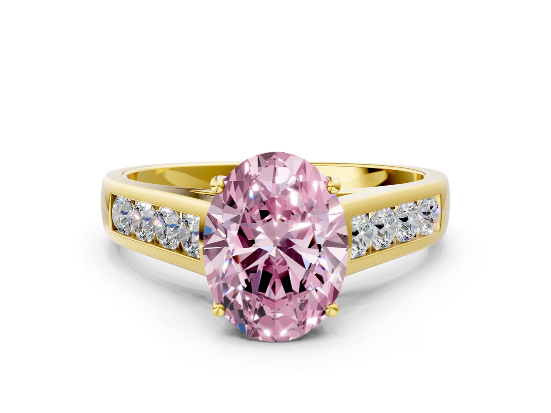 Yellow gold Fancy Pink Oval  Brilliant Channel-Set Solitaire Ring with Four-Prong Setting_20