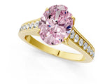Yellow gold Fancy Pink Oval  Brilliant Cut Diamond Engagement Ring with Pavé Band and Four-Prong Setting_50