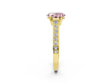 Yellow gold Fancy Pink Oval  Brilliant Cut Diamond Engagement Ring with Pavé Band and Four-Prong Setting_51