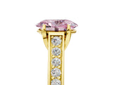 Yellow gold Fancy Pink Oval  Brilliant Cut Diamond Engagement Ring with Pavé Band and Four-Prong Setting_54
