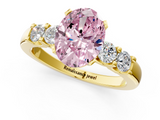 Yellow gold Fancy Pink Oval  Brilliant Cut Diamond Five-Stone Prong Set Engagement Ring with Channel Band_4