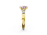 Yellow gold Fancy Pink Oval  Brilliant Cut Diamond Five-Stone Prong Set Engagement Ring with Channel Band_5