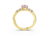 Yellow gold Fancy Pink Oval  Brilliant Cut Diamond Five-Stone Prong Set Engagement Ring with Channel Band_6