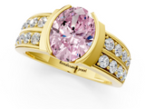 Yellow gold Fancy Pink Oval  Brilliant Diamond Channel Set Wide Band Ring with Bezel Setting_21