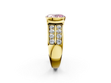 Yellow gold Fancy Pink Oval  Brilliant Diamond Channel Set Wide Band Ring with Bezel Setting_22