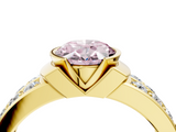 Yellow gold Fancy Pink Oval  Brilliant Diamond Channel Set Wide Band Ring with Bezel Setting_24