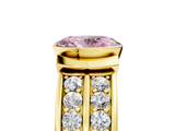 Yellow gold Fancy Pink Oval  Brilliant Diamond Channel Set Wide Band Ring with Bezel Setting_25