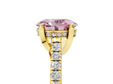 Yellow gold Fancy Pink Oval  Brilliant Diamond Solitaire with Pavé Band and Four-Prong Setting 1
