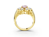 Yellow gold Fancy Pink Oval  Brilliant Flower Halo Diamond Split Shank Ring_30