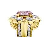 Yellow gold Fancy Pink Oval  Brilliant Flower Halo Diamond Split Shank Ring_32