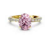 Yellow gold Fancy Pink Oval  Brilliant Pavé Band Solitaire with Four-Prong Setting_41