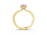 Yellow gold Fancy Pink Oval  Brilliant Pavé Band Solitaire with Four-Prong Setting_44
