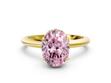 Yellow gold Fancy Pink Oval  Brilliant Solitaire Engagement Ring with Six-Prong Setting and Classic Band_20