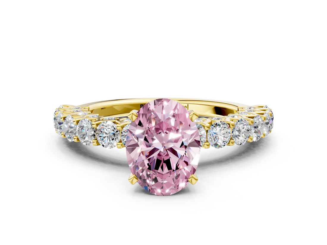 Yellow gold Fancy Pink Oval  Brilliant Solitaire with Pavé Band and Four-Prong Setting_41