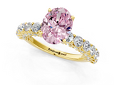 Yellow gold Fancy Pink Oval  Brilliant Solitaire with Pavé Band and Four-Prong Setting_42