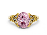 Yellow gold Fancy Pink Oval  Brilliant Solitaire with Pave Band and Four-Prong Setting_20