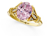 Yellow gold Fancy Pink Oval  Brilliant Solitaire with Pave Band and Four-Prong Setting_21