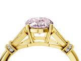 Yellow gold Fancy Pink Oval  Brilliant Solitaire with Pave Band and Four-Prong Setting_24