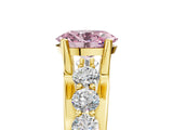 Yellow gold Fancy Pink Oval  Brilliant Solitaire with Side Stones on a Pave Band and Four-Prong Setting_29