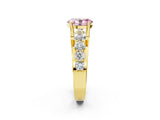 Yellow gold Fancy Pink Oval  Brilliant Solitaire with Side Stones on a Pave Band and Four-Prong Setting_38