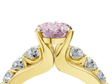 Yellow gold Fancy Pink Oval  Brilliant Solitaire with Side Stones on a Pave Band and Four-Prong Setting_40