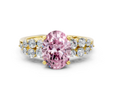 Yellow gold Fancy Pink Oval  Cluster Diamond Engagement Ring with Pavé Band and Four-Prong Setting_52