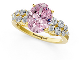 Yellow gold Fancy Pink Oval  Cluster Diamond Engagement Ring with Pavé Band and Four-Prong Setting_53