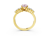 Yellow gold Fancy Pink Oval  Cluster Diamond Engagement Ring with Pavé Band and Four-Prong Setting_55