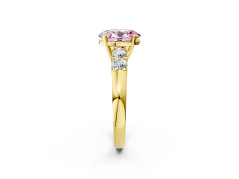 Yellow gold Fancy Pink Oval Cut Brilliant Diamond Five-Stone Engagement Ring with Prong Setting on a Classic Band_5