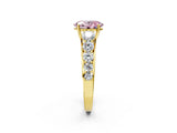 Yellow gold Fancy Pink Oval Cut Brilliant Diamond Pavé Band with Six-Prong Setting_14