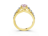 Yellow gold Fancy Pink Oval Cut Brilliant Diamond Pavé Band with Six-Prong Setting_15