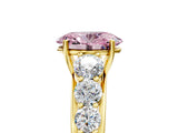 Yellow gold Fancy Pink Oval Cut Brilliant Diamond Pavé Band with Six-Prong Setting_17