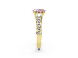Yellow gold Fancy Pink Oval Cut Brilliant Diamond Pavé Band with Six-Prong Setting_2