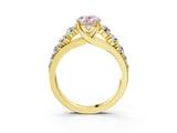 Yellow gold Fancy Pink Oval Cut Brilliant Diamond Pavé Band with Six-Prong Setting_3
