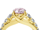 Yellow gold Fancy Pink Oval Cut Brilliant Diamond Pavé Band with Six-Prong Setting_4