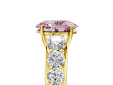 Yellow gold Fancy Pink Oval Cut Brilliant Diamond Pavé Band with Six-Prong Setting_5