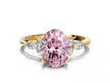 Yellow gold Fancy Pink Oval Cut Brilliant Diamond Solitaire Ring with Pear Side Stones and Four-Prong Setting_3