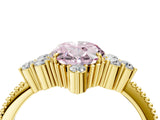 Yellow gold Fancy Pink Oval Cut Brilliant Diamond with Cluster Setting on a Beaded Band and Four-Prong Setting_4