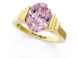 Yellow gold Fancy Pink Oval Cut Brilliant Solitaire Diamond Ring with Channel Set Band and Bar Prong Setting_1