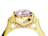 Yellow gold Fancy Pink Oval Cut Brilliant Solitaire Diamond Ring with Channel Set Band and Bar Prong Setting_4