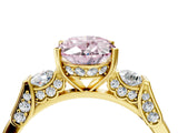 Yellow gold Fancy Pink Oval Cut Brilliant Three-Stone Pave Band with Four-Prong Setting_10