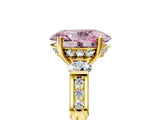 Yellow gold Fancy Pink Oval Cut Brilliant Three-Stone Pave Band with Four-Prong Setting_11