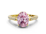 Yellow gold Fancy Pink Oval  Cut Cathedral Pave Diamond Engagement Ring with Six-Prong Setting_32